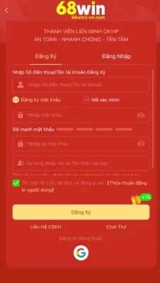 Đăng Ký 68WIN1 – Bắt Đầu Hành Trình Giải Trí Cực Đỉnh
